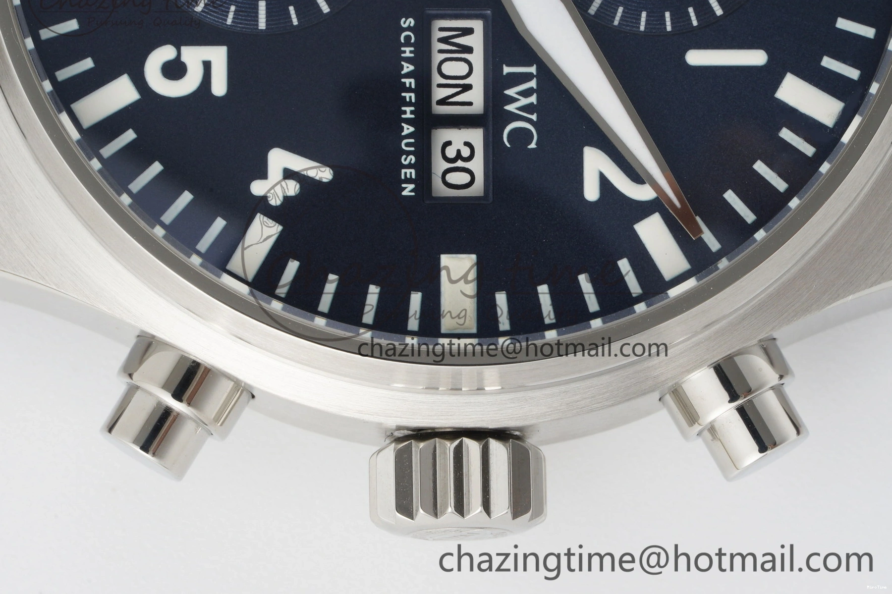 MIROTIME 0524 Pilot Chrono SS AZF 1:1 Best Edition Blue Dial on Brown Leather Strap A TimelessDesign 7060
